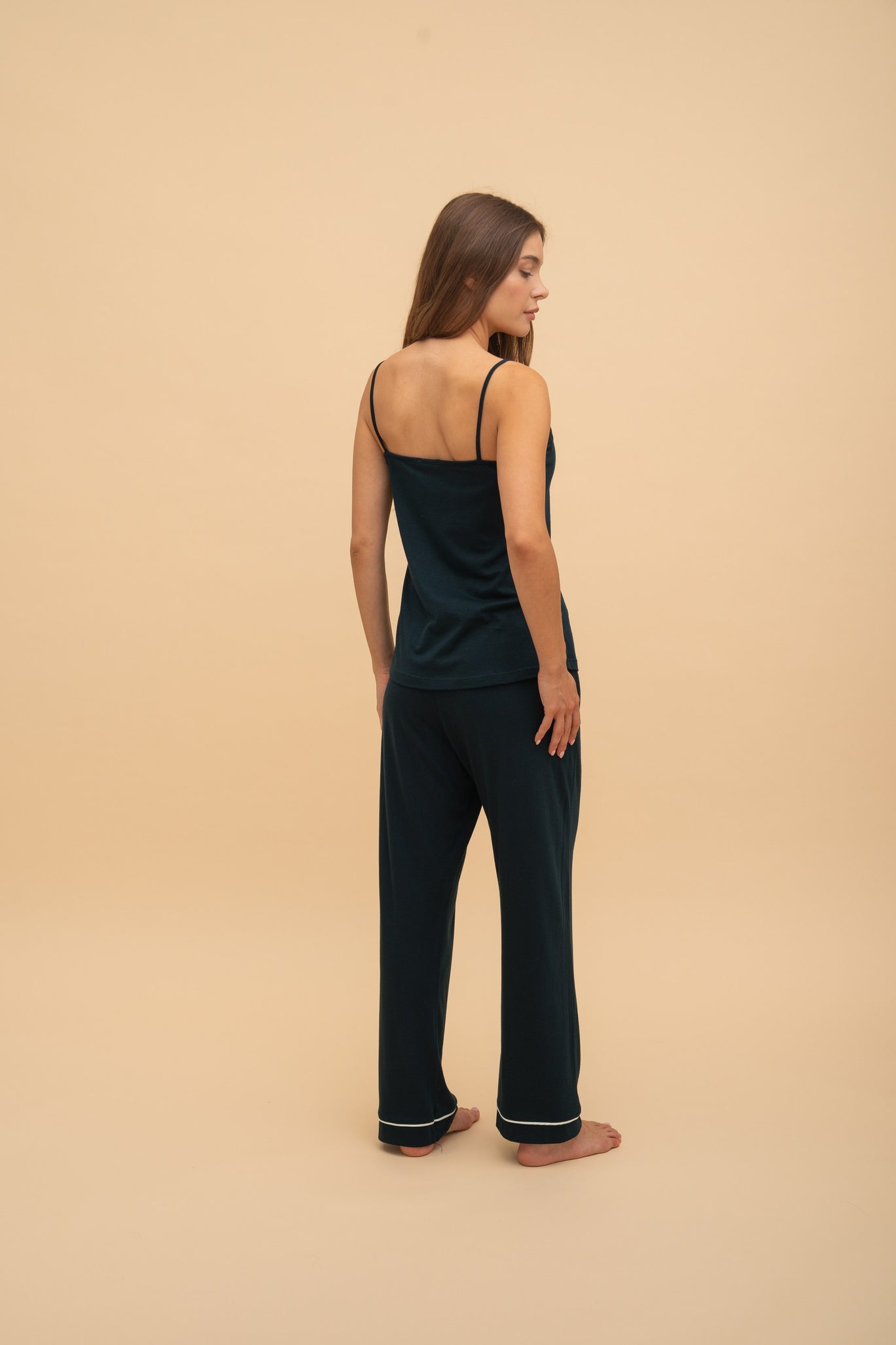 Modal Pajamas Tank Top with Long Legs (Forest Green)