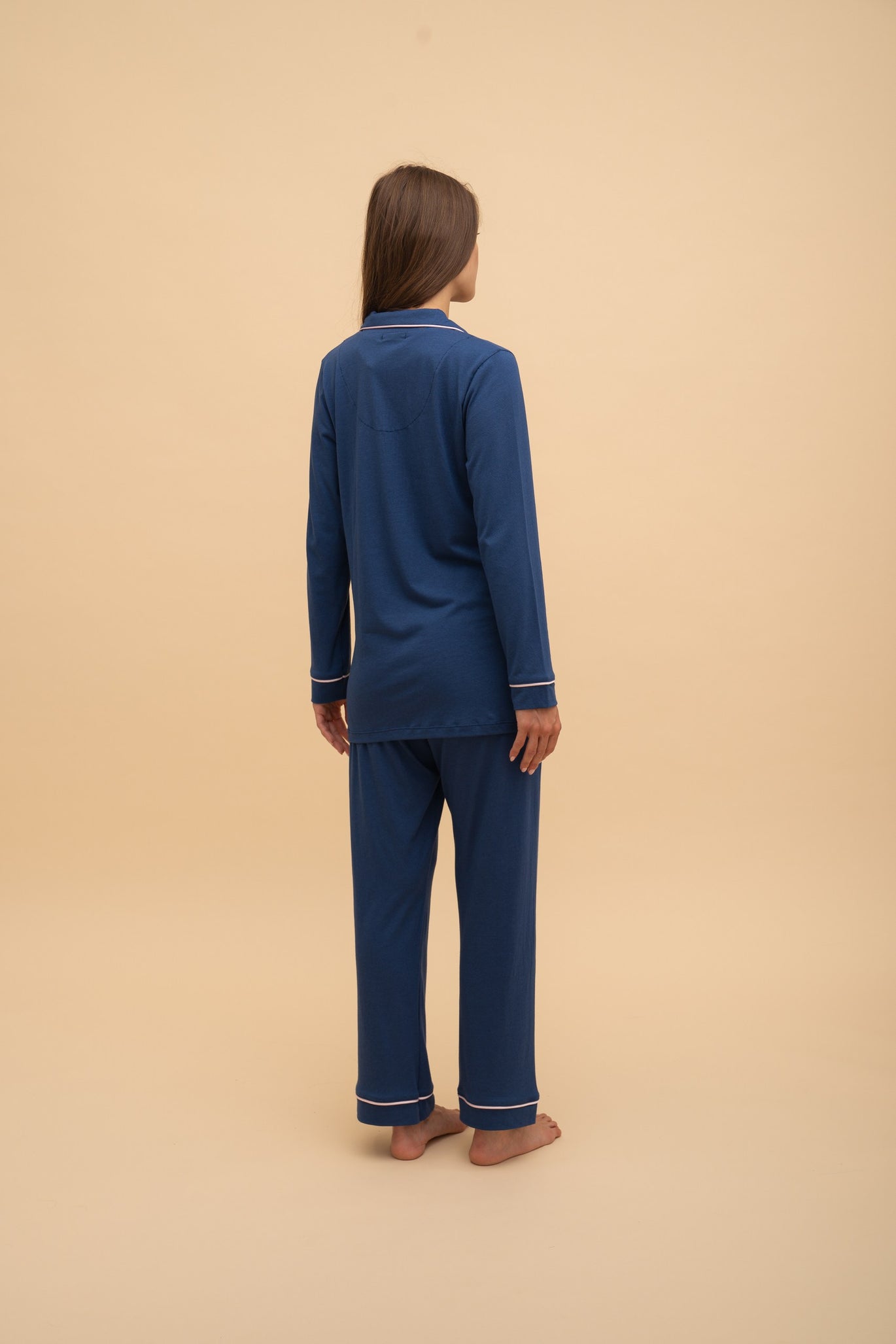 Modal Pajamas Long Set (Navy Blue)