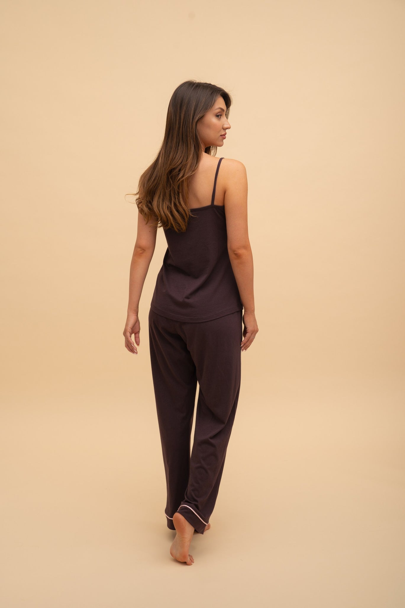 Modal Pajamas Tank Top with Long Bottoms (Bordeaux)