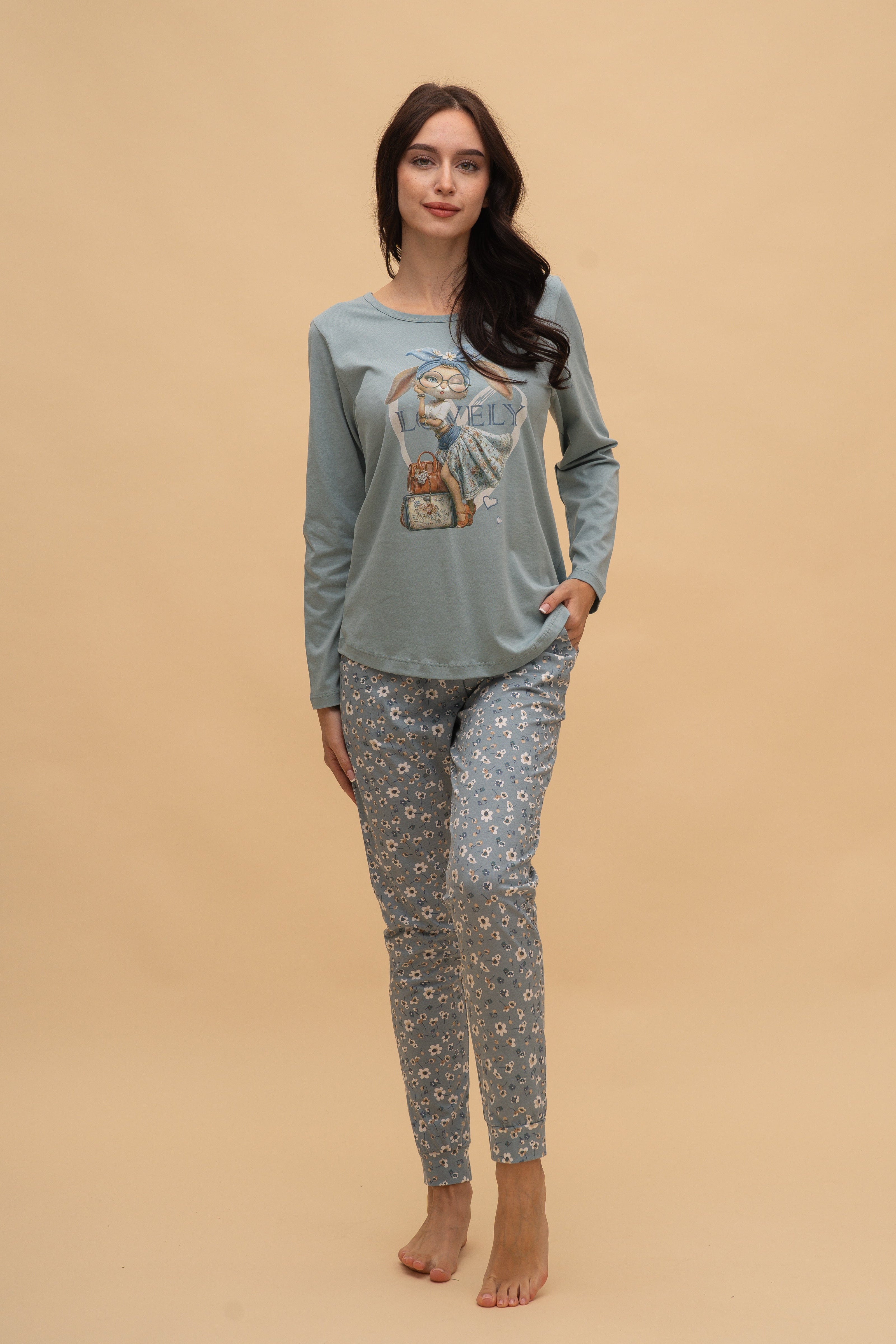 Пижама с дълъг ръкав "Lovely" (Синя)