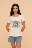 Пижама от памук с къс ръкав и долнище "Three Little Kittens"