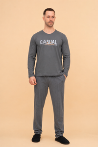 Мъжка пижама с дълъг ръкав "Casual" (Графит)