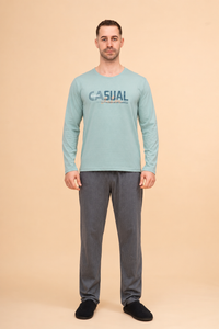 Мъжка пижама с дълъг ръкав "Casual" (Зелена)