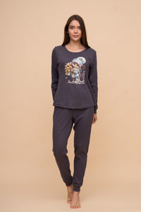 Памучна пижама интерлог "Autumn mood" (Графит)