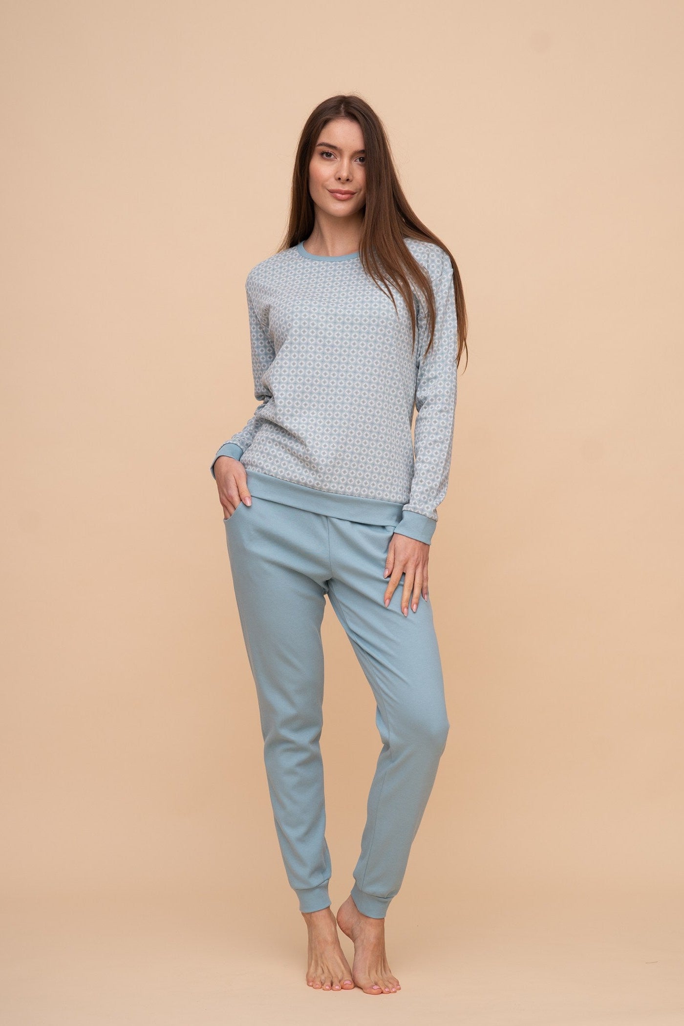 Памучна пижама интерлог "Sky Blue"