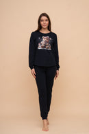 Памучна пижама интерлог "Christmas Bear" (Тъмно синя)