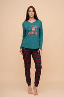 Памучна пижама интерлог "Rudolph" (Зелена)