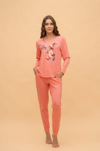 Пижама с дълъг ръкав "Bunny Walker" (Розова)