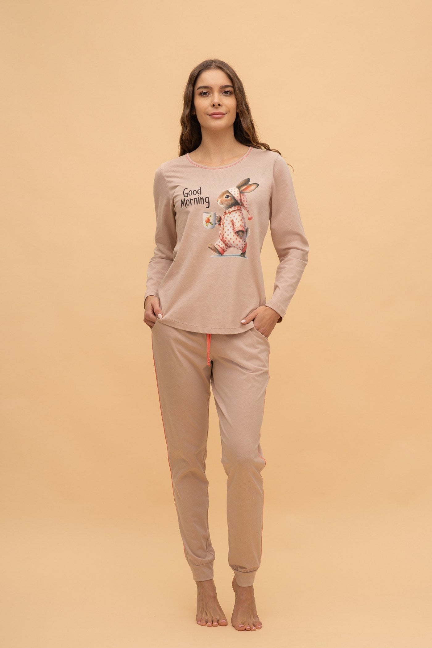 Пижама с дълъг ръкав "Bunny Walker" (Бежова)