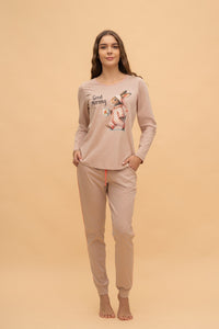 Пижама с дълъг ръкав "Bunny Walker" (Бежова)