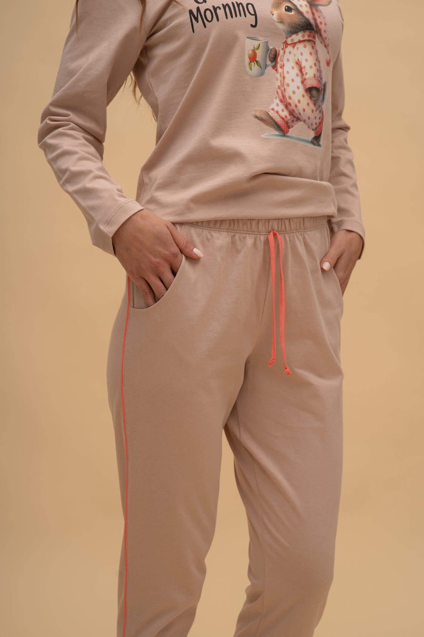 Пижама с дълъг ръкав "Bunny Walker" (Бежова)