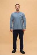 Мъжка пижама с джоб (Светло синя)