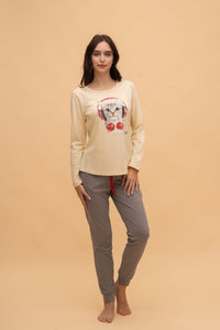 Пижама с дълъг ръкав "Cherry Music" (Жълта)