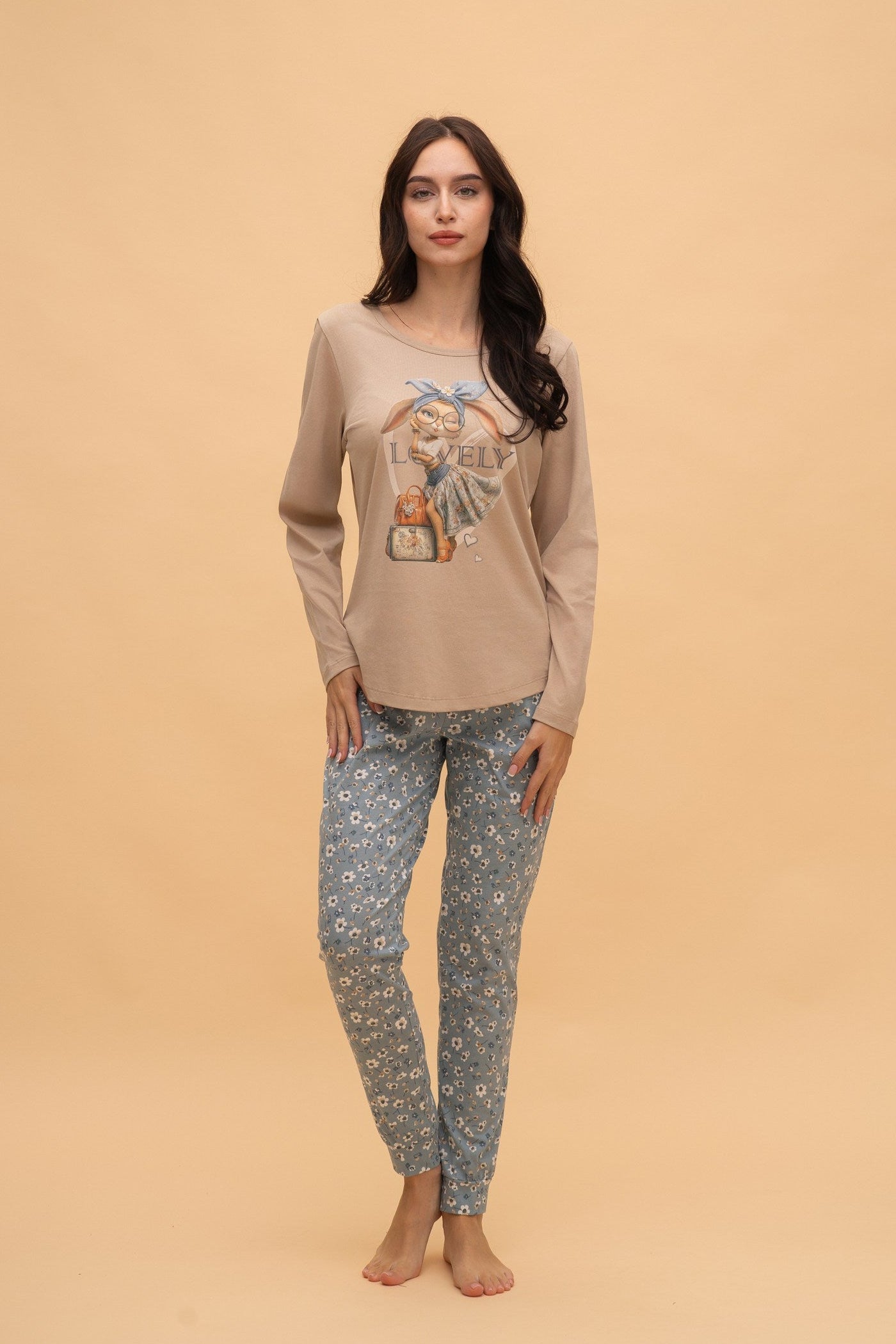 Пижама с дълъг ръкав "Lovely" (Бежова)