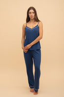 Пижама Модал Потник с Дълго Долнище (Морско синьо)