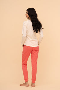 Пижама от памук с дълъг ръкав "Travel Kitty" (Екрю)