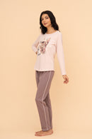 Пижама от памук с дълъг ръкав "Pop Bubbles" (Бежова)