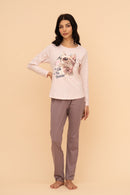 Пижама от памук с дълъг ръкав "Pop Bubbles" (Бежова)