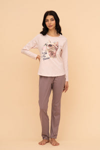 Пижама от памук с дълъг ръкав "Pop Bubbles" (Бежова)