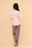 Пижама от памук с дълъг ръкав "Pop Bubbles" (Бежова)