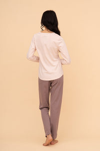 Пижама от памук с дълъг ръкав "Pop Bubbles" (Бежова)