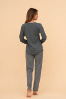 Пижама от памук с дълъг ръкав "Cup of coffee" (Зелена)