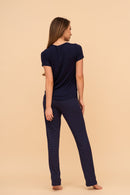 Пижама от памук-модал "Little Miss Perfect" (Тъмно синя)