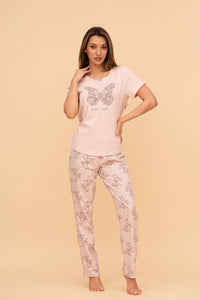 Пижама от памук с къс ръкав "Colorful Flight"