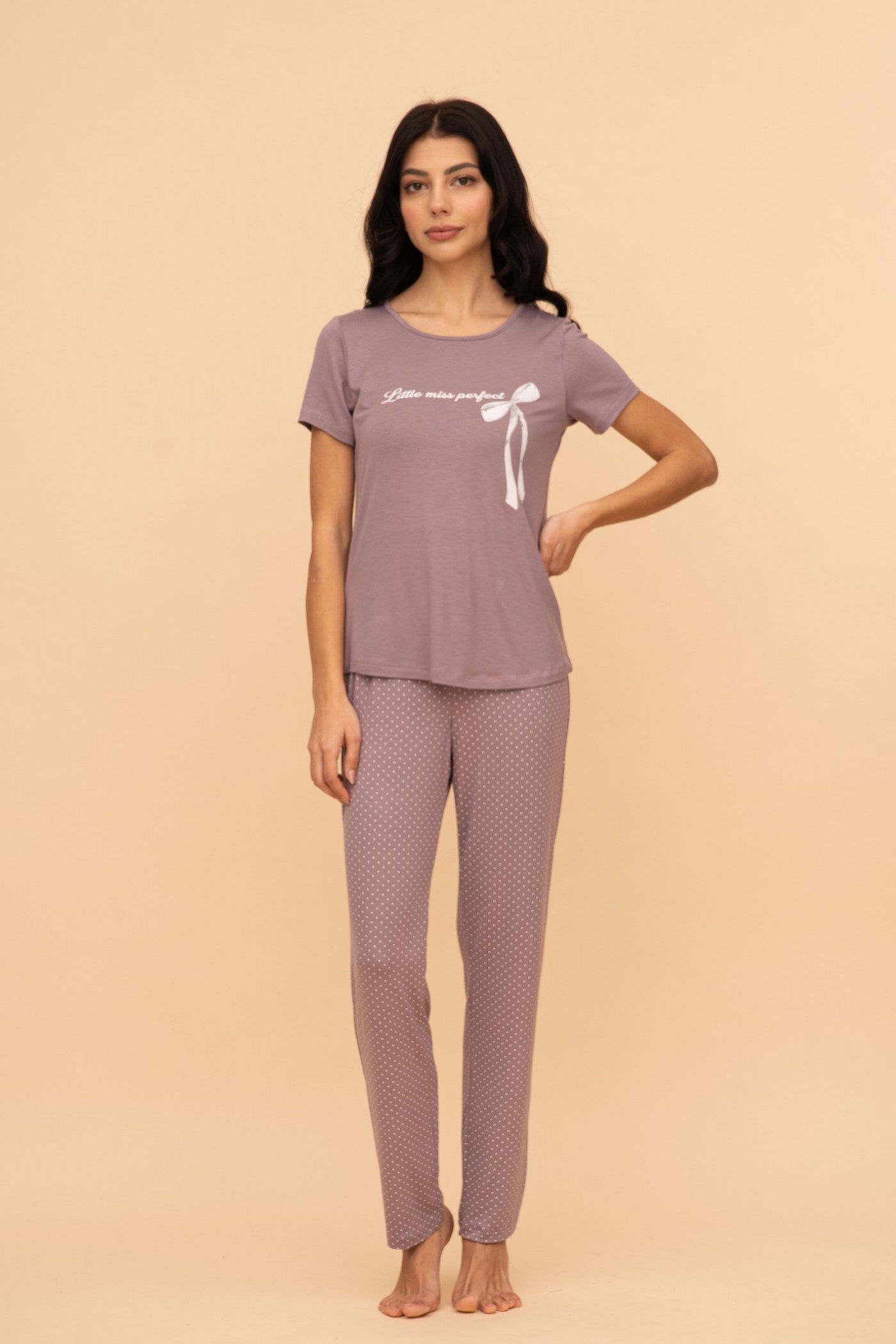 Пижама от памук-модал "Little Miss Perfect" (Пепел от рози)
