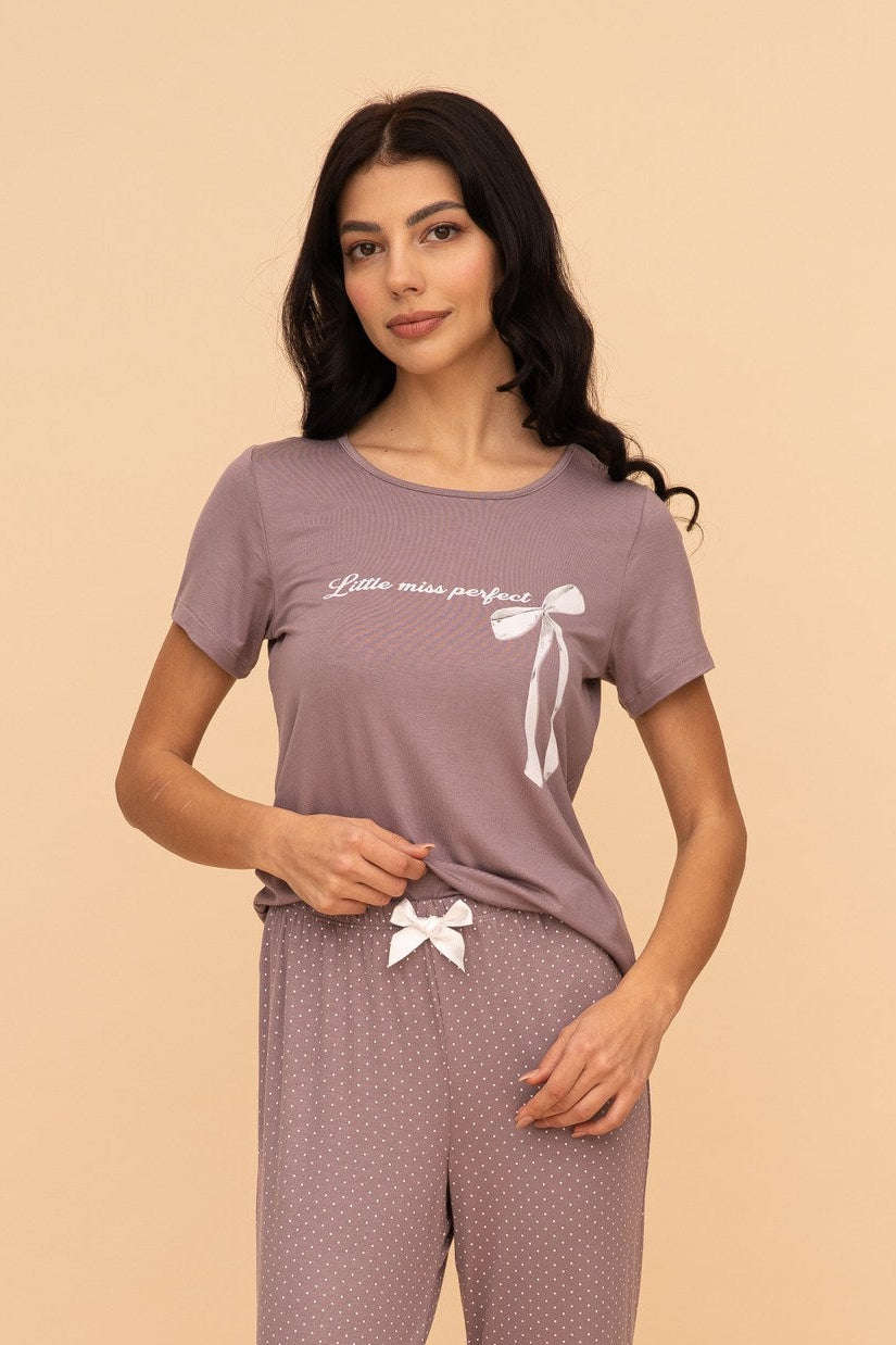 Пижама от памук-модал "Little Miss Perfect" (Пепел от рози)