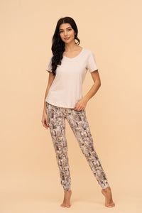 Пижама от памук с къс ръкав "Falling Leaves"