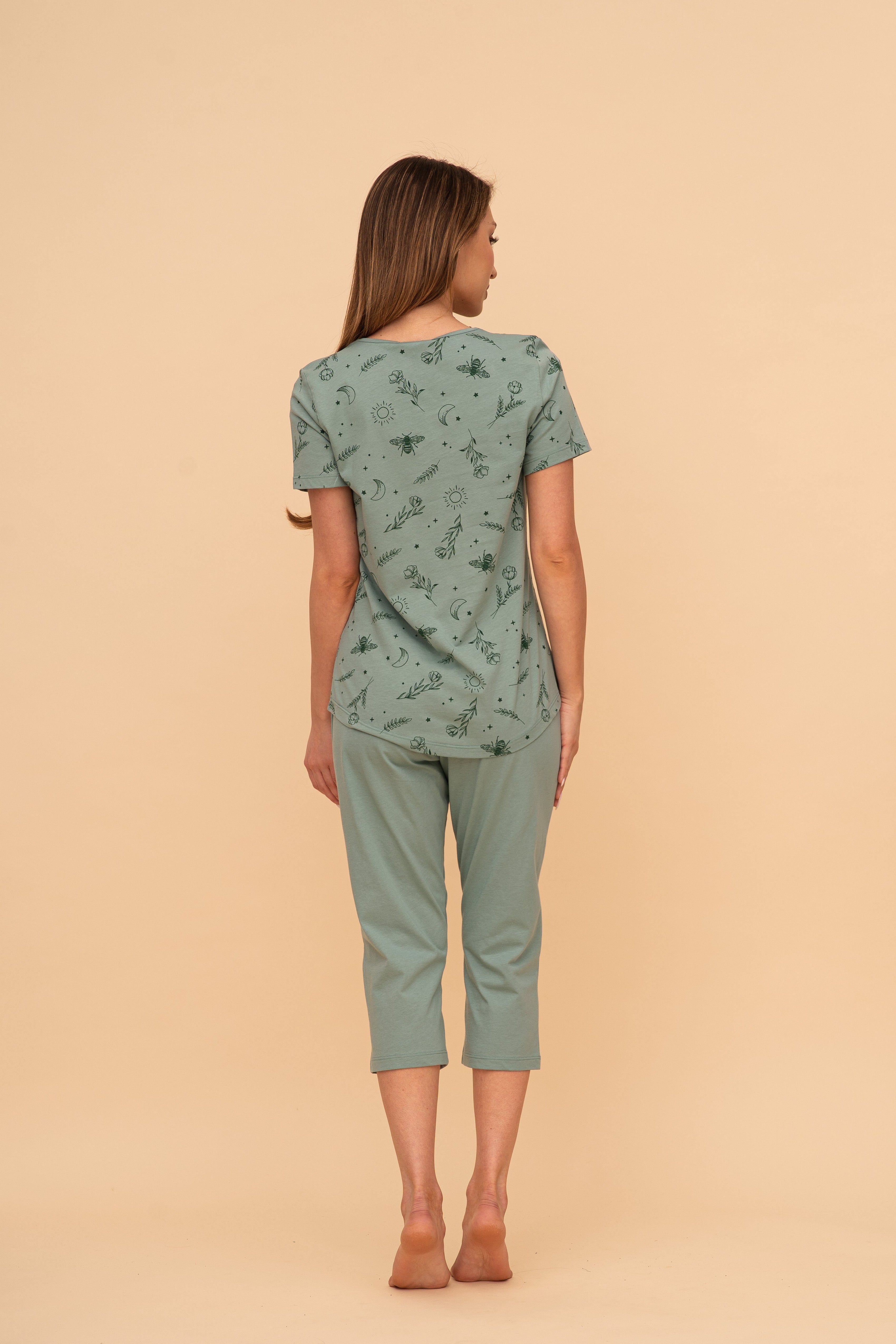 Пижама от памук с къс ръкав "Misty" (Зелена) /