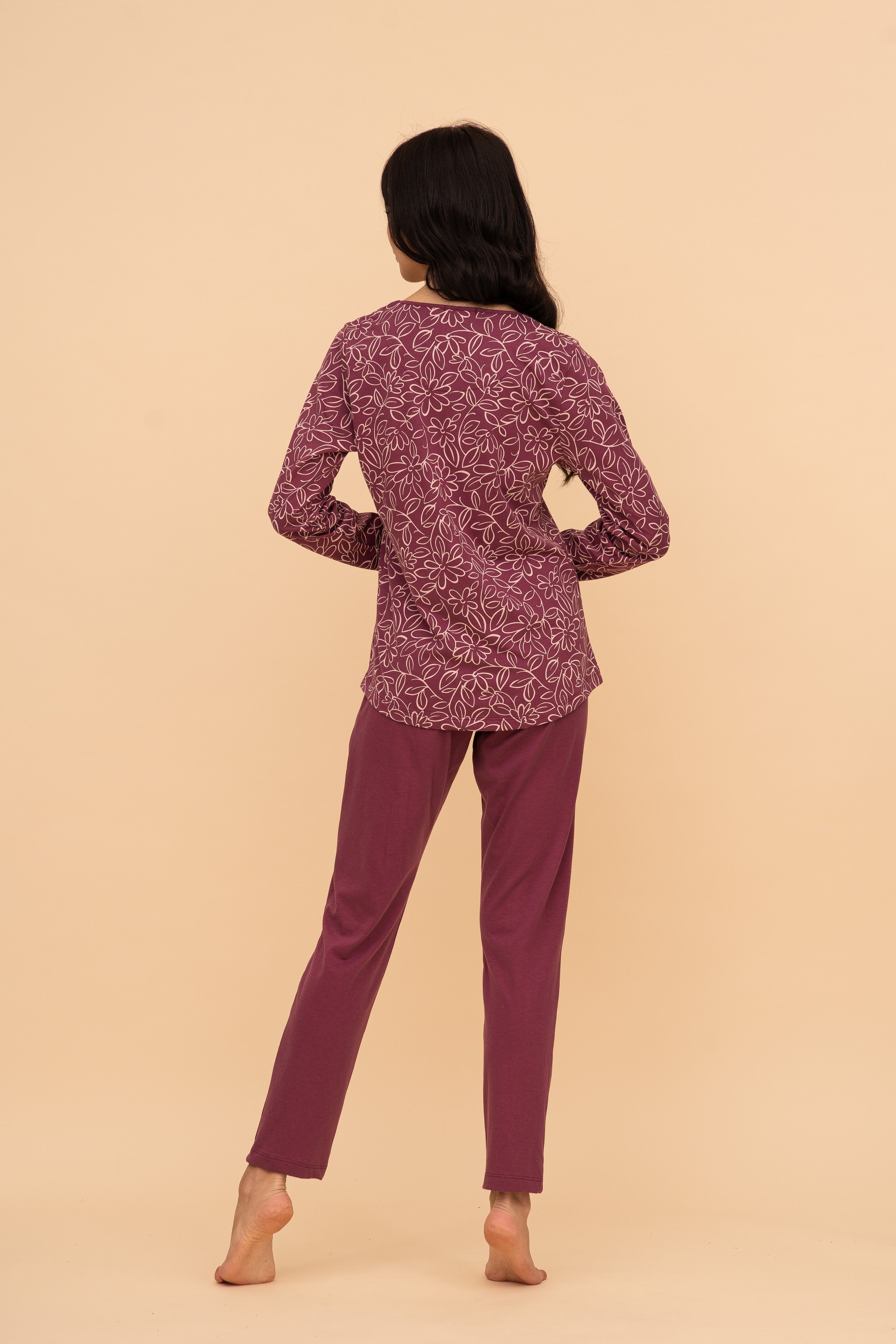 Пижама от памук с дълъг ръкав "Flower top"