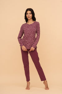 Пижама от памук с дълъг ръкав "Flower top"