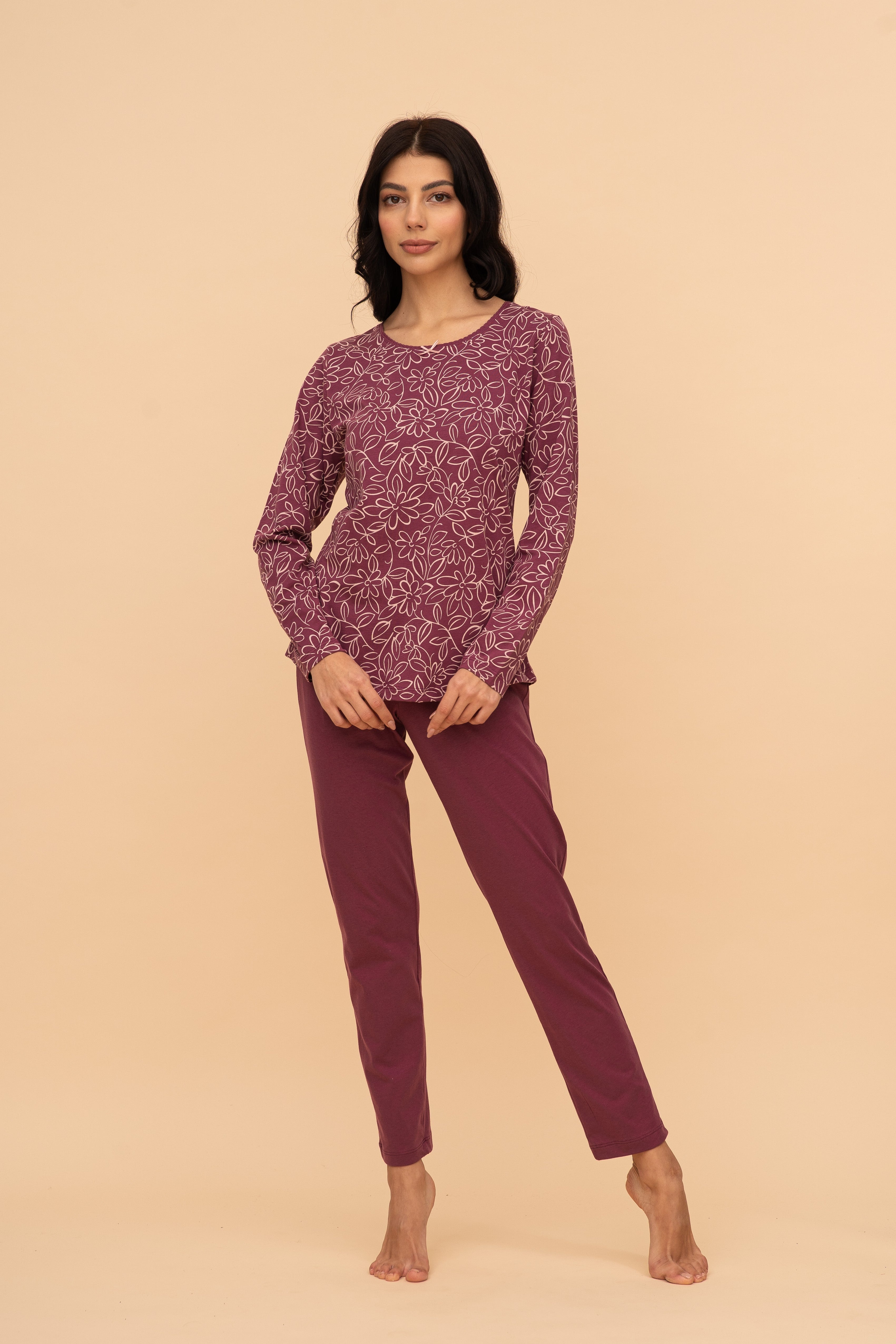 Пижама от памук с дълъг ръкав "Flower top"