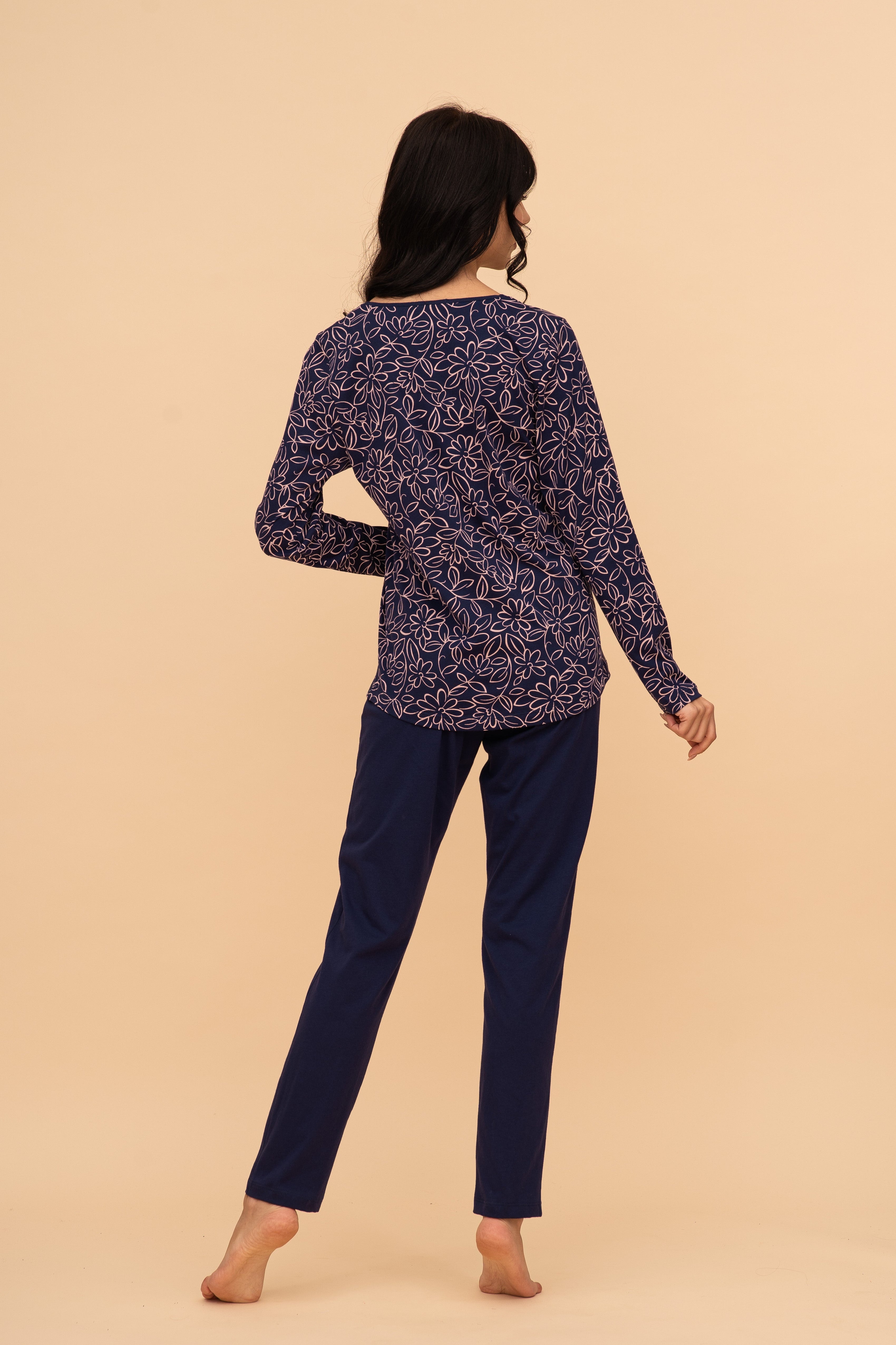 Пижама от памук с дълъг ръкав "Flower top"