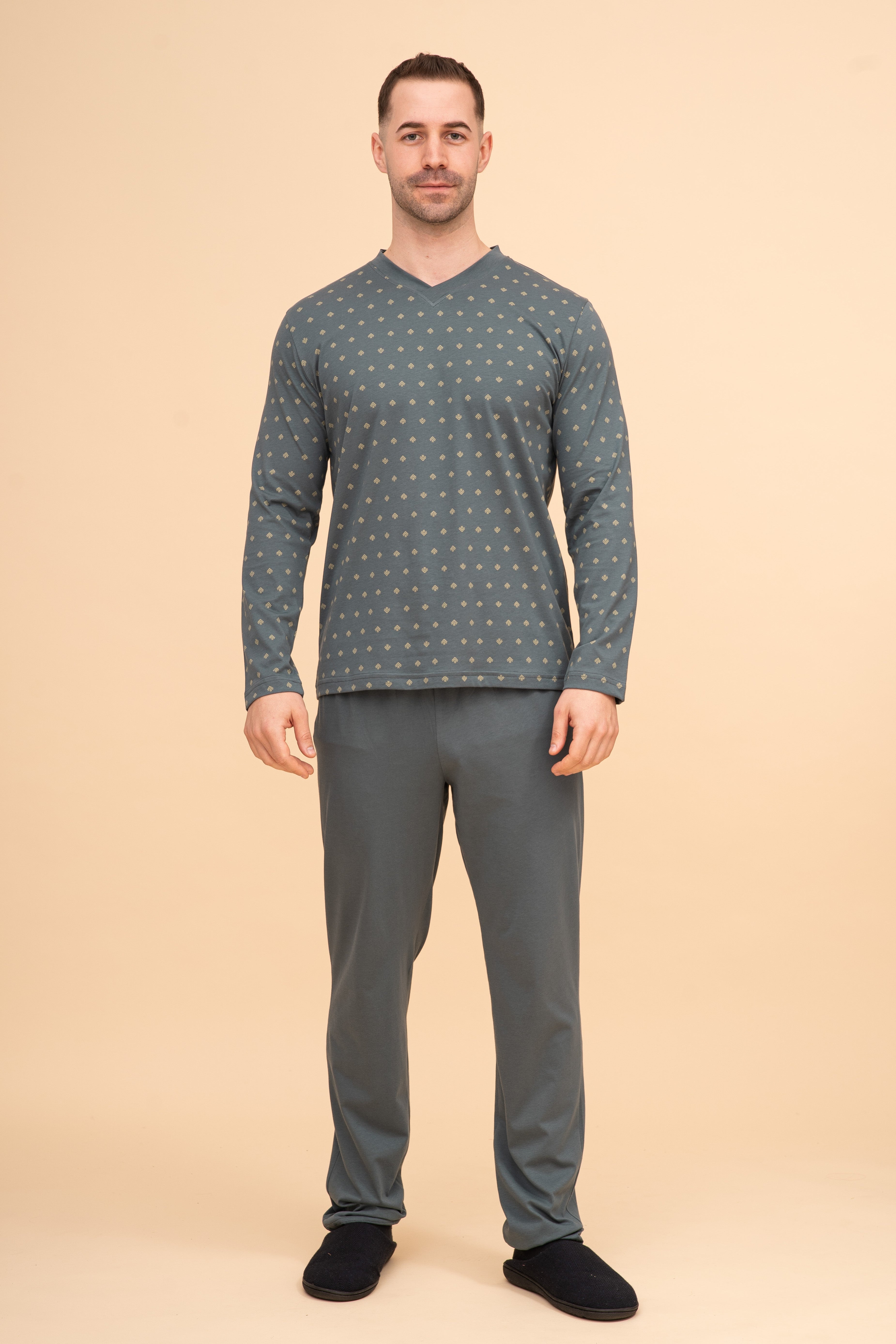 Мъжка пижама "V-collar" (Зелена)