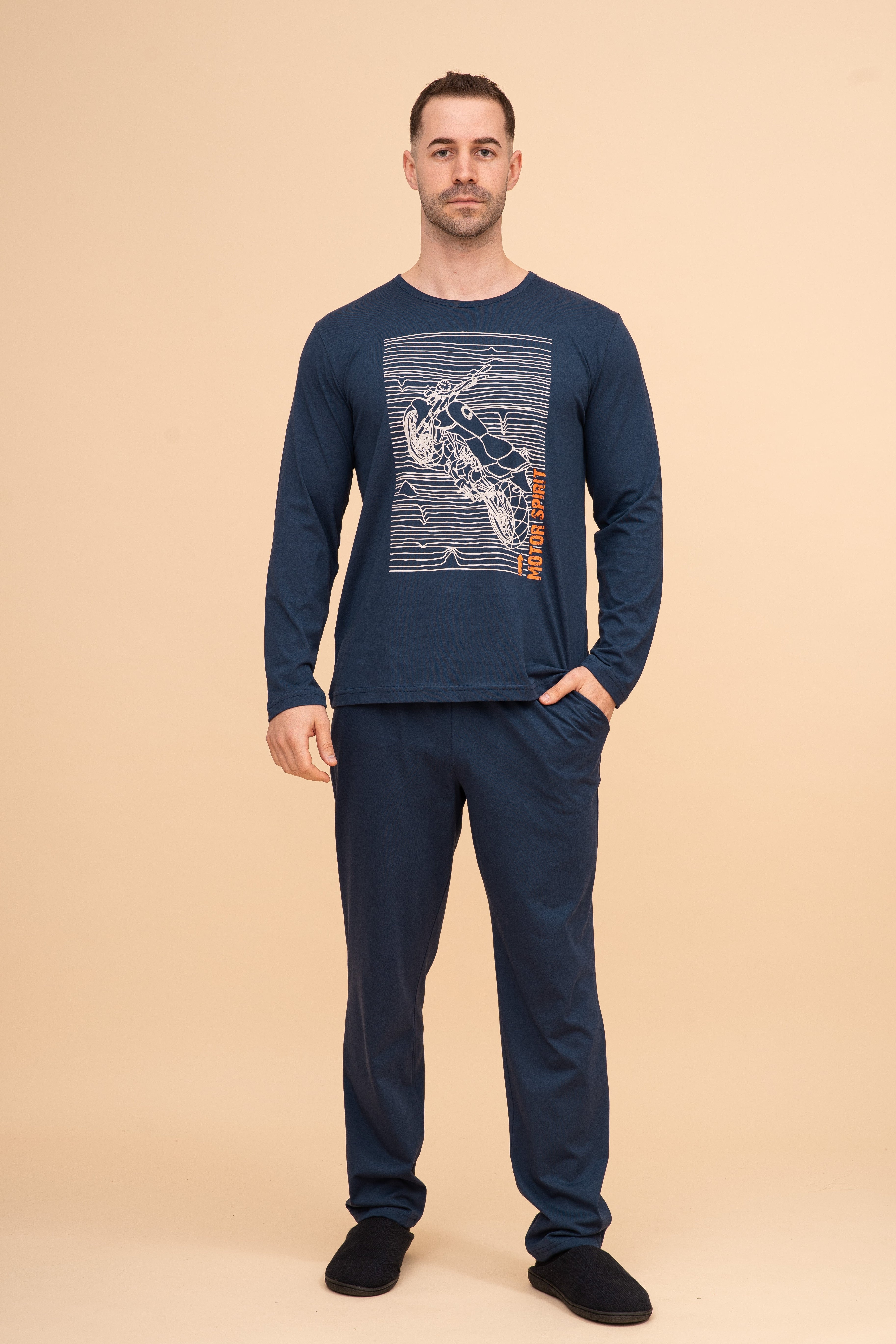 Мъжка пижама "Motor Sport" (Тъмно синя)