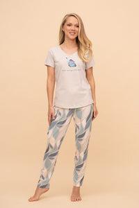 Пижама от памук с къс ръкав "Blue Butterfly"