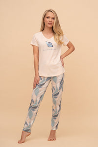 Пижама от памук с къс ръкав "Blue Butterfly"