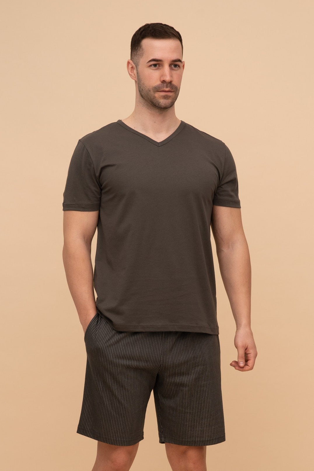 Мъжка пижама с къс ръкав (Графит)