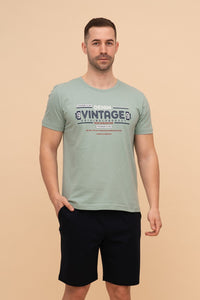 Мъжка пижама с къс ръкав "Vintage" (Светло зелена)
