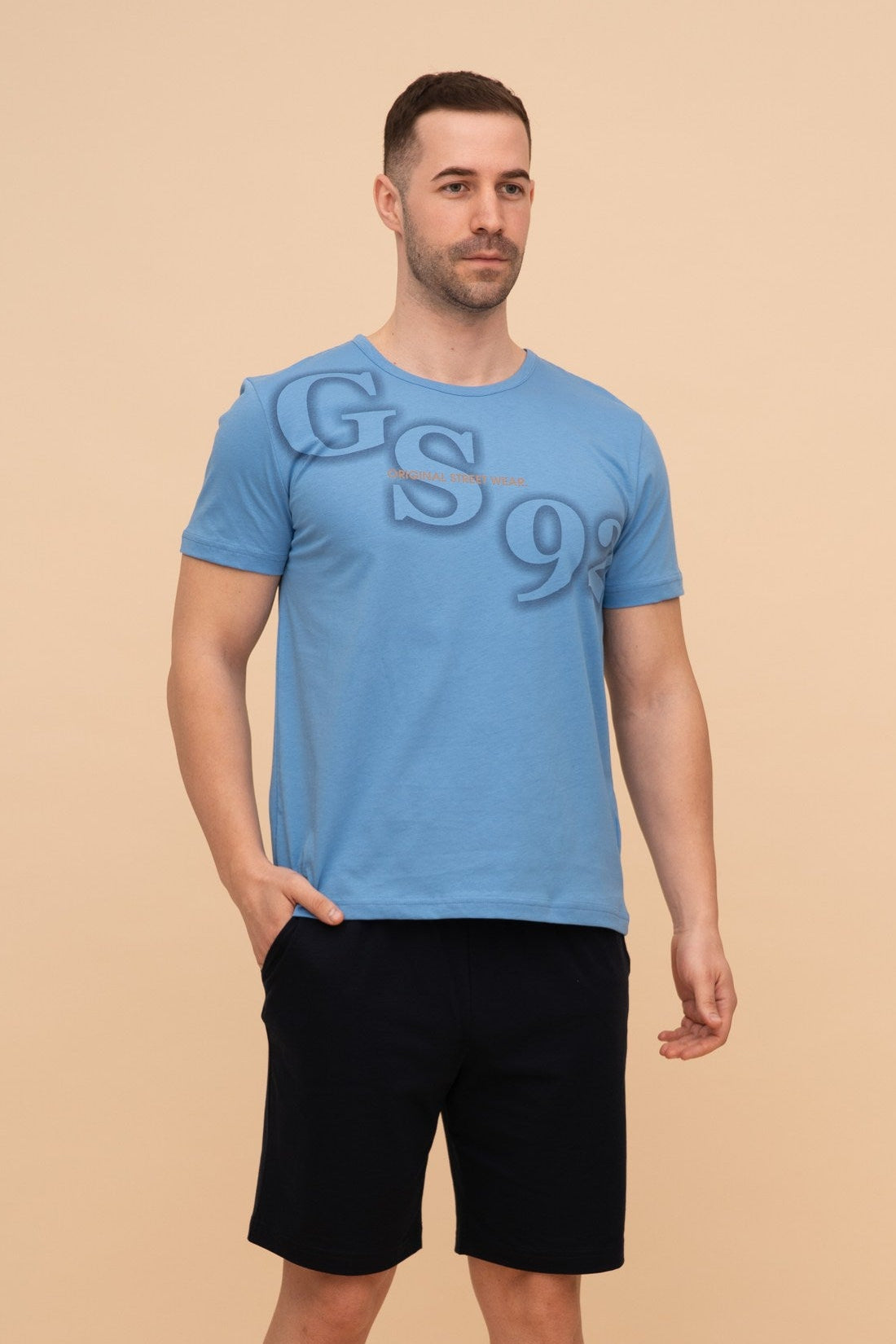 Мъжка пижама с къс ръкав "GS92" (Синя)