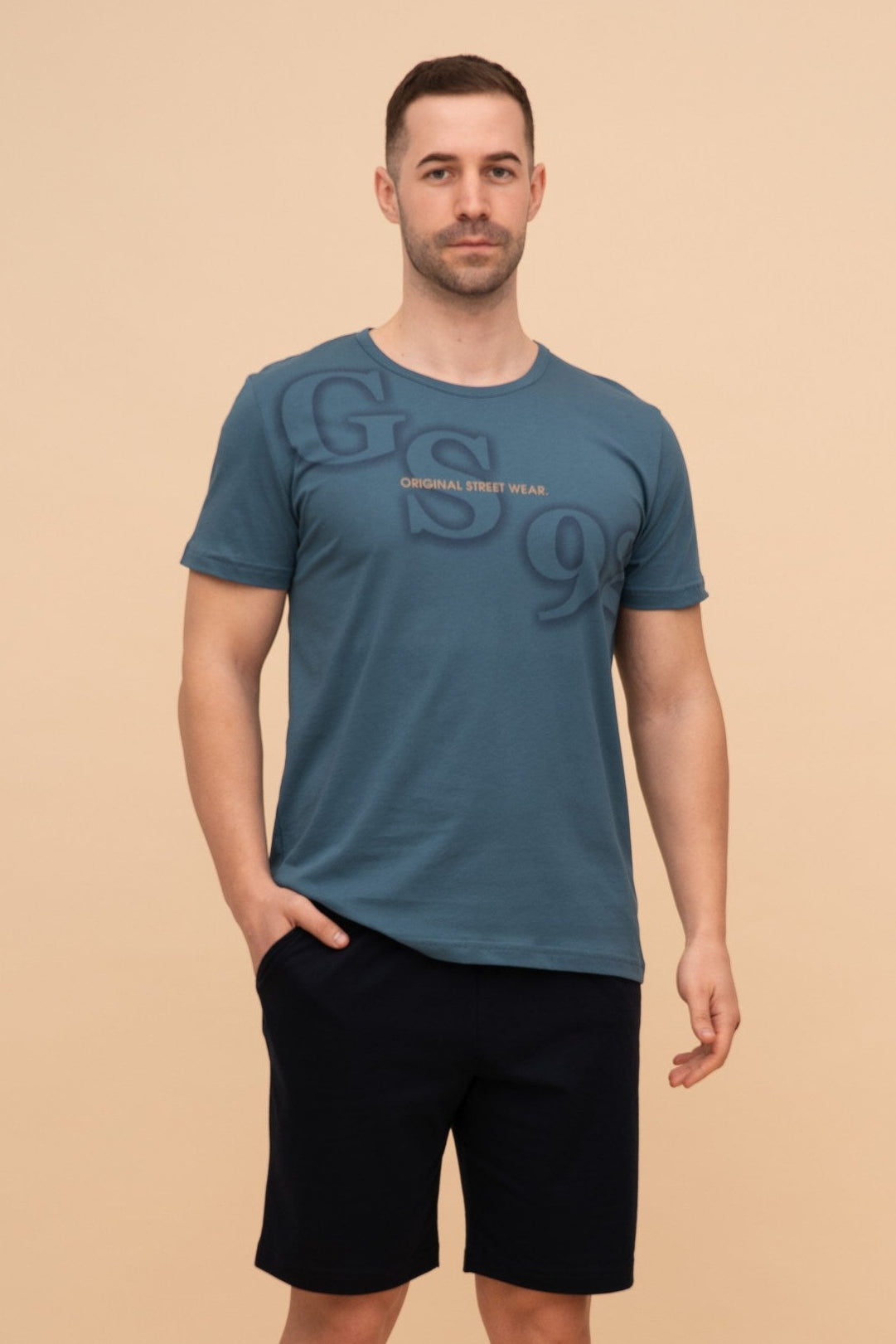 Мъжка пижама с къс ръкав "GS92" (Петрол)