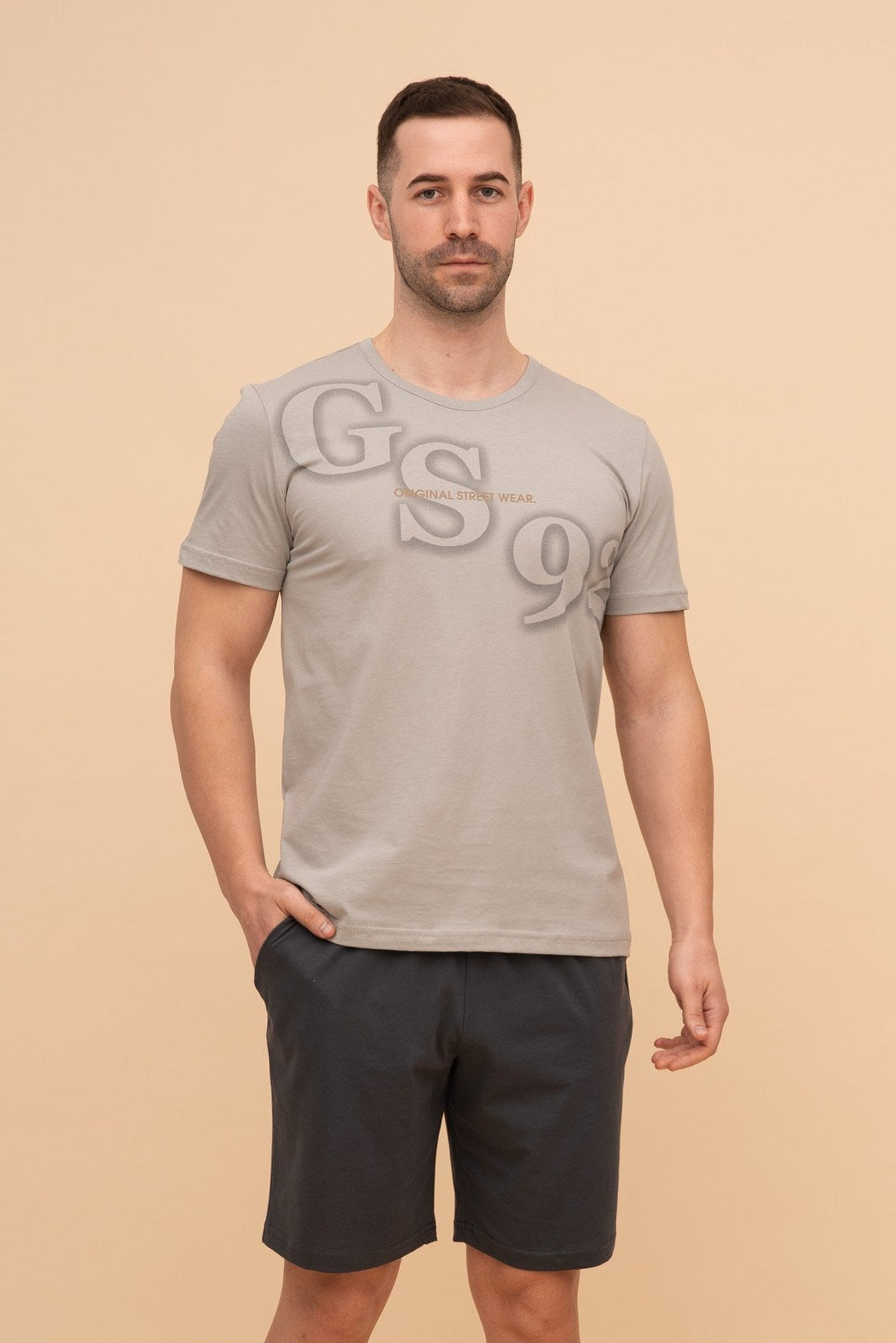 Мъжка пижама с къс ръкав "GS92" (Сива)