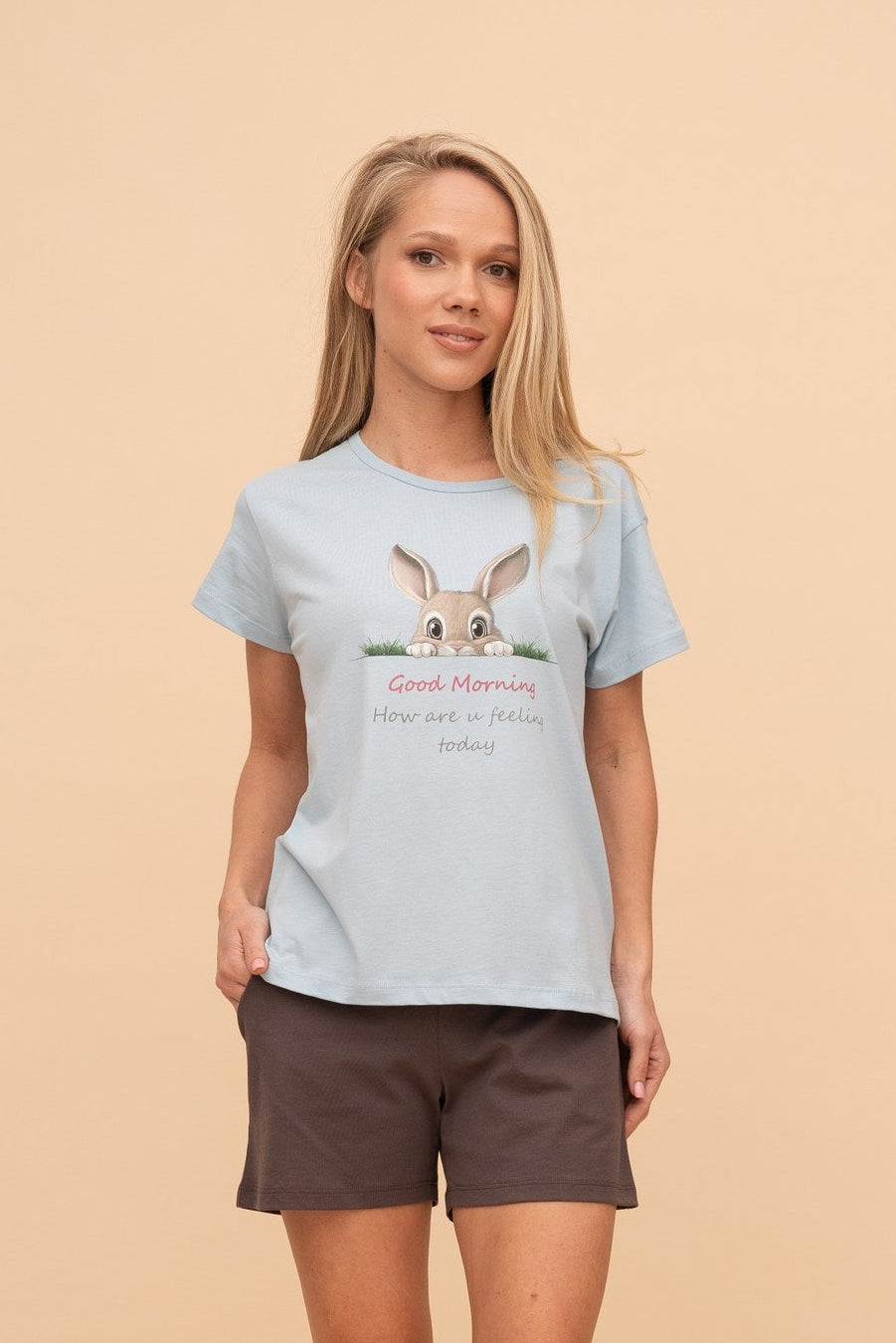 Пижама от памук с къс ръкав "Good Morning Bunny"