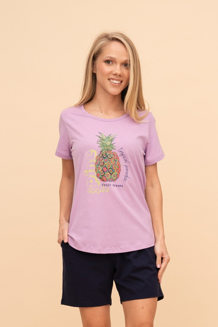 Пижама от памук с къс ръкав "Tropical Dreams"