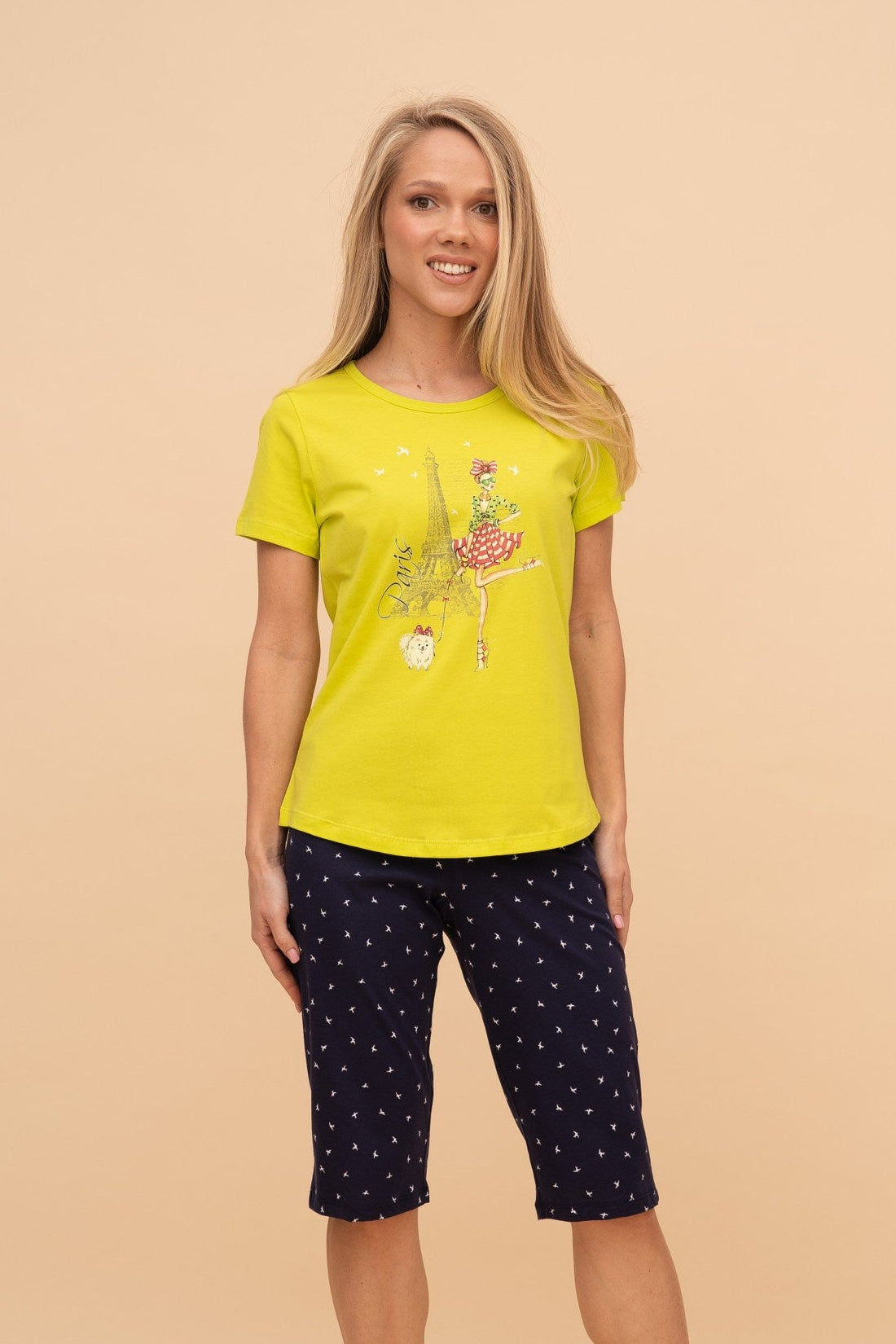 Пижама от памук с къс ръкав "Paris Dance"