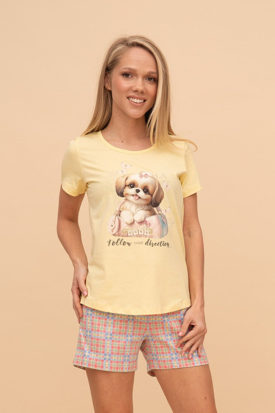 Пижама от памук с къс ръкав "Purse Puppy"