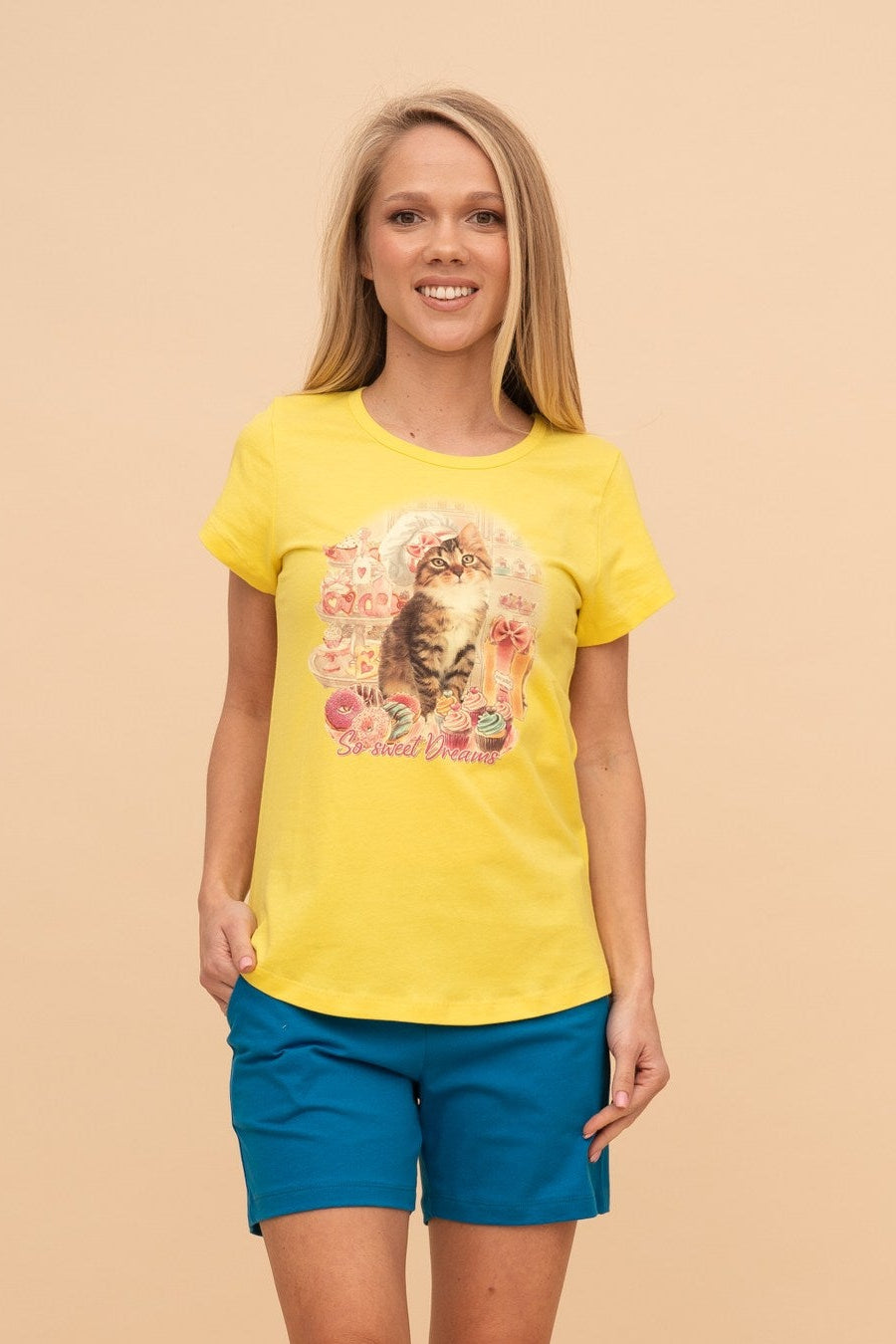 Пижама от памук с къс ръкав "Sweet Dreams"